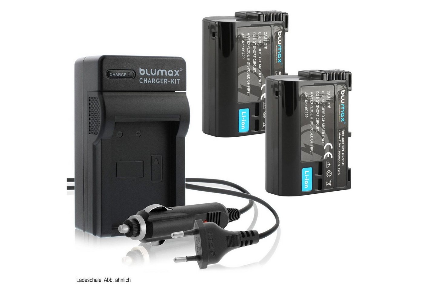 Blumax Set mit Lader für Nikon EN-EL15C D7000, Z5 1300mAh Kamera-Akku von Blumax