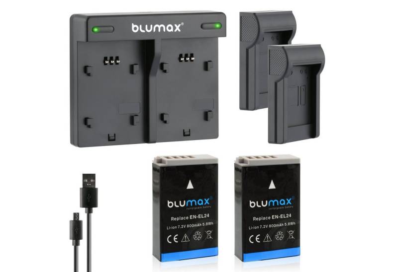 Blumax Set mit Lader für Nikon EN-EL24 800 mAh Kamera-Akku von Blumax