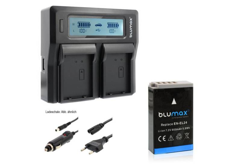 Blumax Set mit Lader für Nikon EN-EL24 800 mAh Kamera-Ladegerät von Blumax