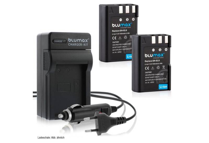 Blumax Set mit Lader für Nikon EN-EL9 DSLR D60,D5000 1100mAh Kamera-Akku von Blumax
