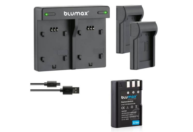 Blumax Set mit Lader für Nikon EN-EL9 DSLR D60,D5000 1100mAh Kamera-Ladegerät von Blumax