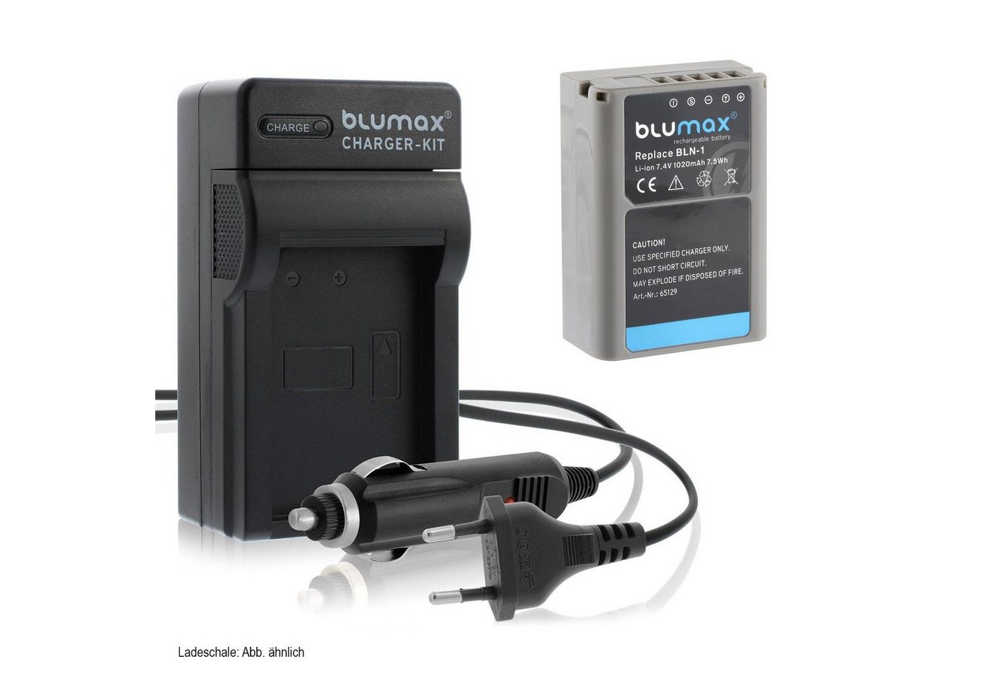 Blumax Set mit Lader für Olympus BLN-1 OM-D E-M1 1020 mAh Kamera-Ladegerät von Blumax