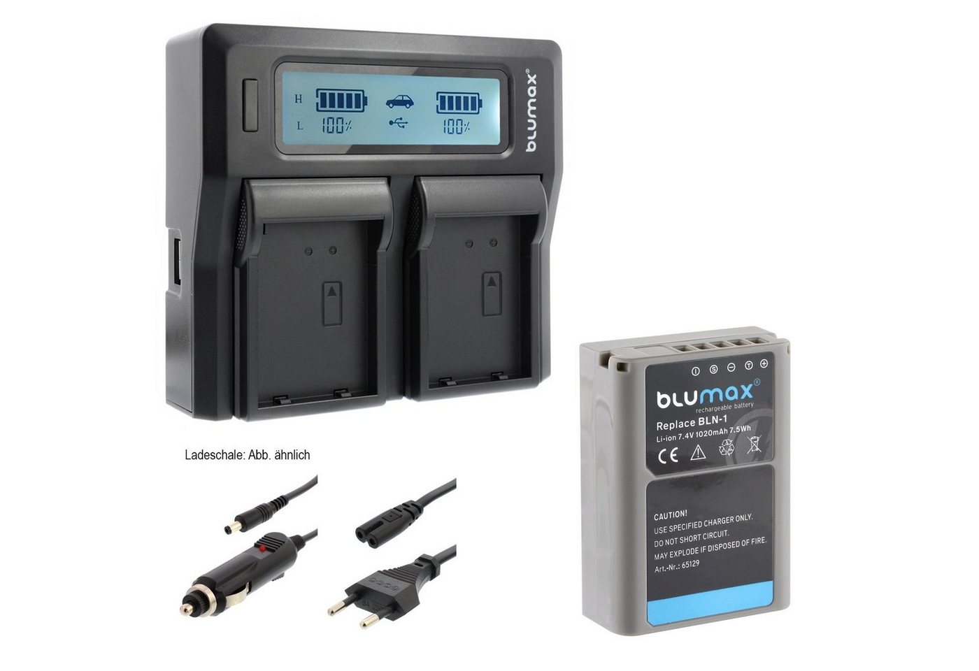 Blumax Set mit Lader für Olympus BLN-1 OM-D E-M1 1020 mAh Kamera-Ladegerät von Blumax