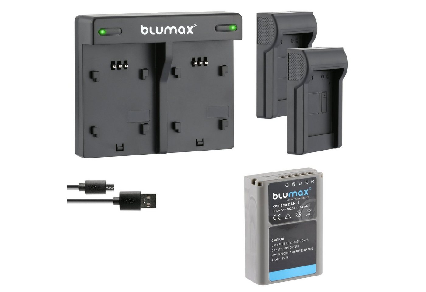 Blumax Set mit Lader für Olympus BLN-1 OM-D E-M1 1020 mAh Kamera-Ladegerät von Blumax