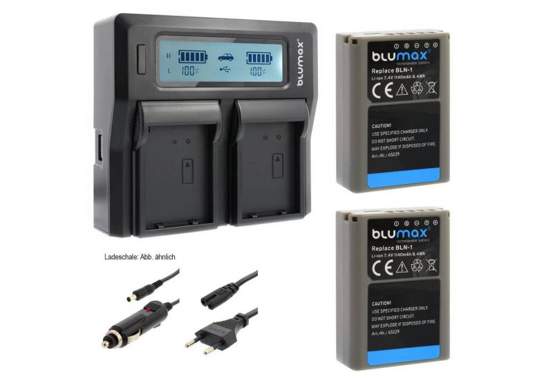 Blumax Set mit Lader für Olympus BLN-1 OM-D E-M1 1140 mAh Kamera-Akku von Blumax