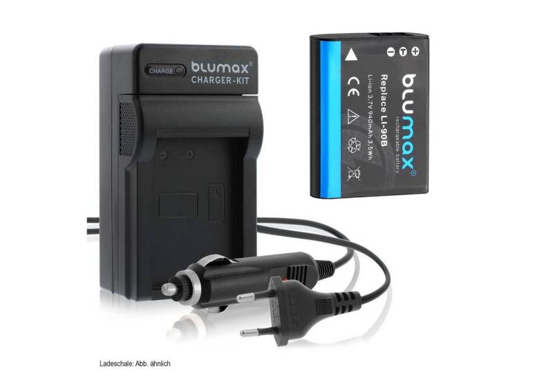 Blumax Set mit Lader für Olympus Li-90B Li92b 940 mAh Kamera-Ladegerät von Blumax