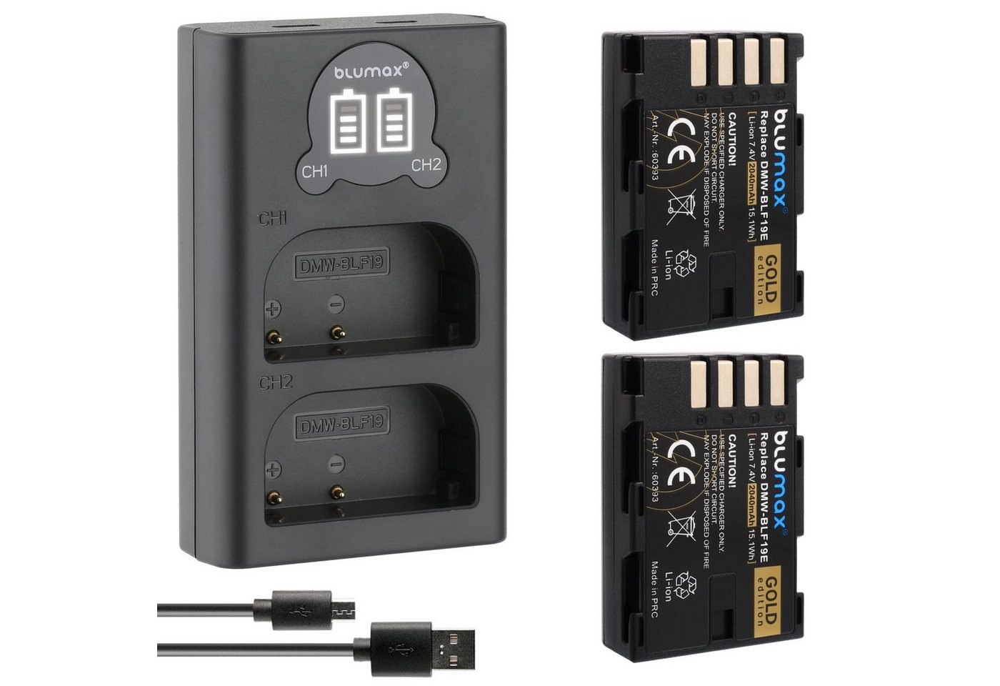 Blumax Set mit Lader für Panasonic BLF19E 2040 mAh 7,4V Kamera-Akku Blumax Set mit Lader für Panasonic BLF19E 2040 mAh 7,4V Kamera-Akku von Blumax