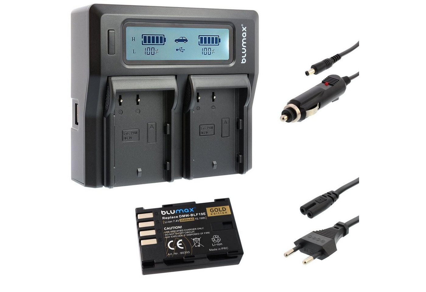 Blumax Set mit Lader für Panasonic BLF19E DMC-GH3 2040mAh Kamera-Ladegerät Blumax Set mit Lader für Panasonic BLF19E DMC-GH3 2040mAh Kamera-Ladegerät von Blumax