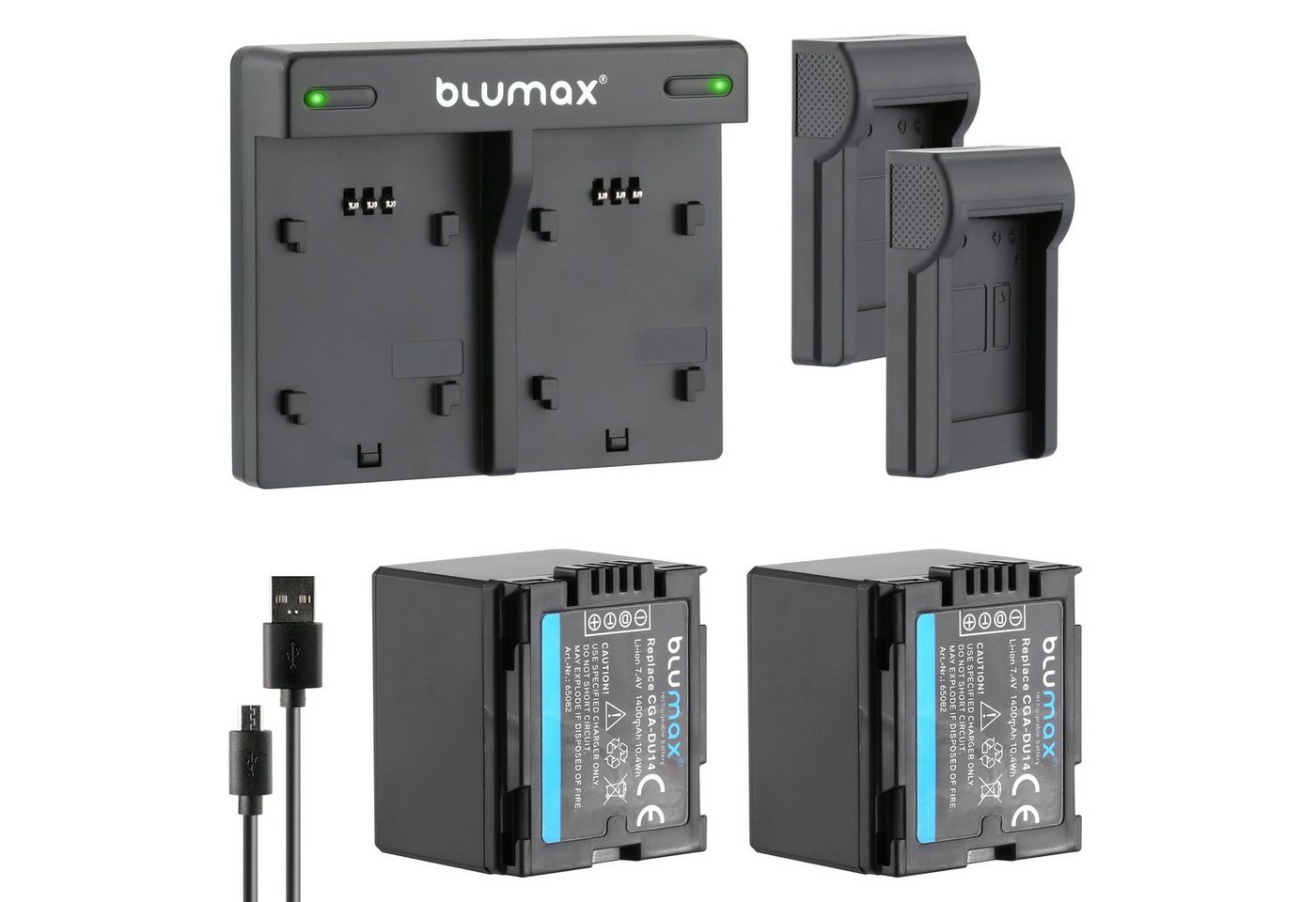 Blumax Set mit Lader für Panasonic CGA-DU14 1400 mAh Kamera-Akku von Blumax
