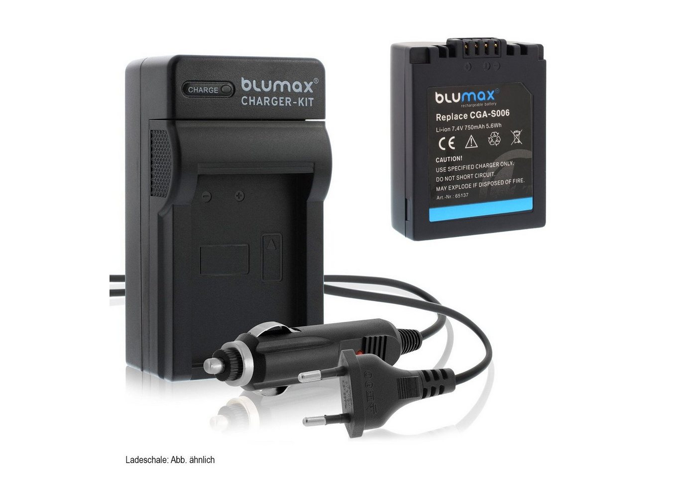 Blumax Set mit Lader für Panasonic CGA-S006 750 mAh Kamera-Ladegerät von Blumax