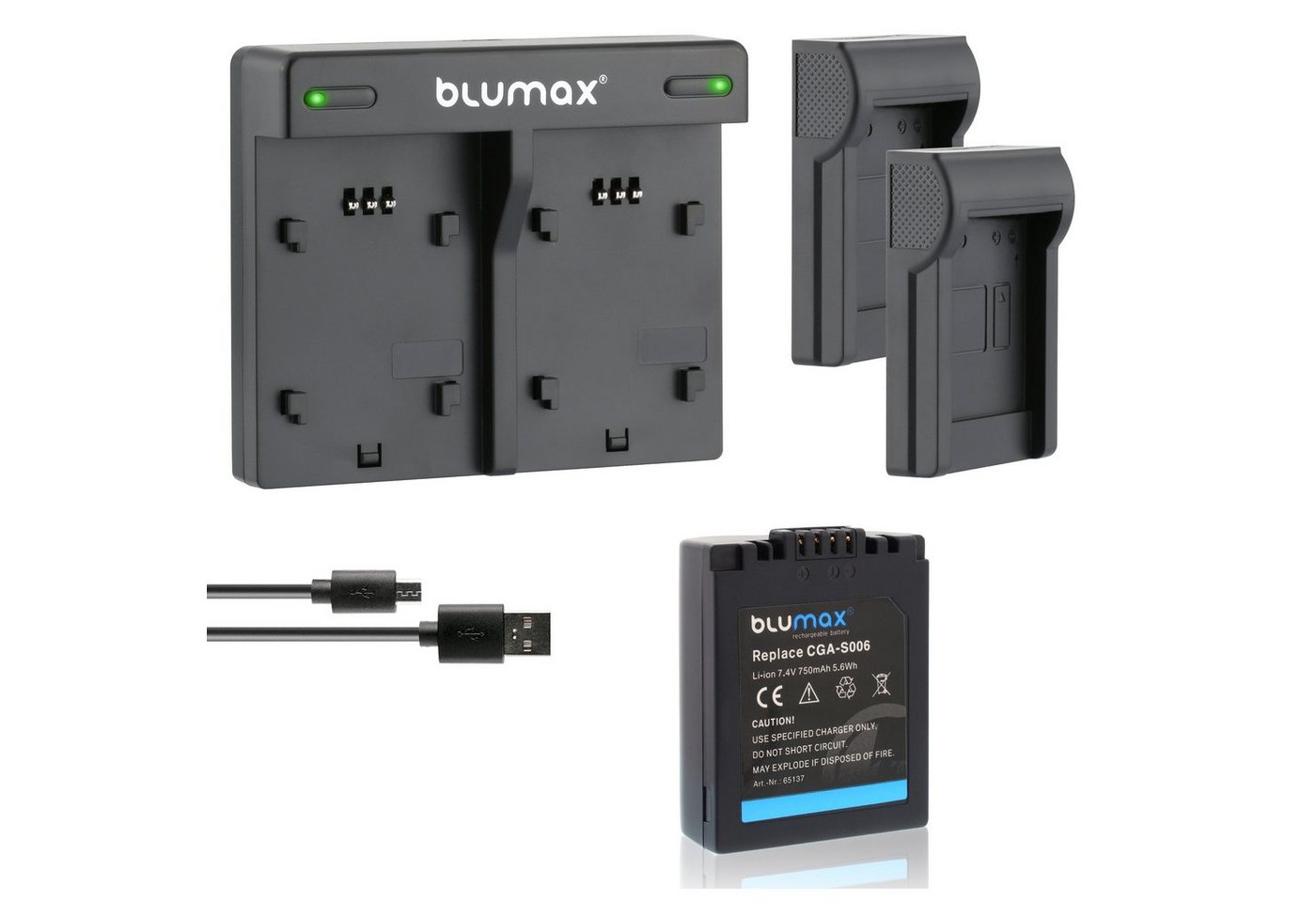 Blumax Set mit Lader für Panasonic CGA-S006 750 mAh Kamera-Ladegerät von Blumax