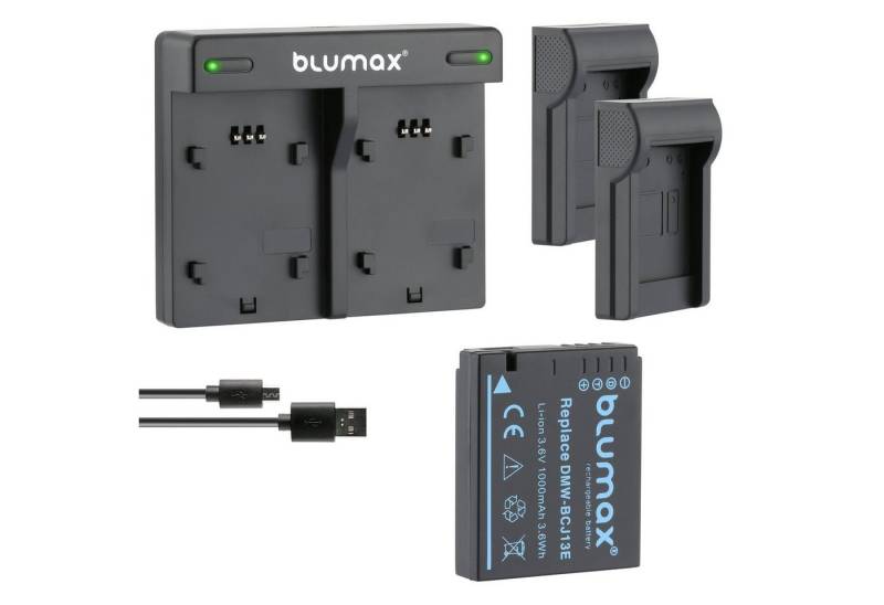 Blumax Set mit Lader für Panasonic DMW-BCJ13 1000 mAh Kamera-Ladegerät von Blumax