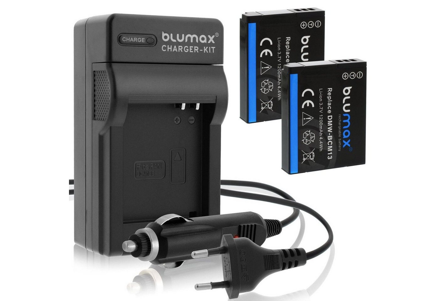 Blumax Set mit Lader für Panasonic DMW- BCM13 1200 mAh Kamera-Akku von Blumax
