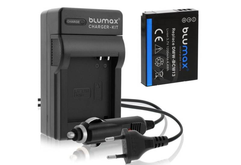 Blumax Set mit Lader für Panasonic DMW- BCM13 1200 mAh Kamera-Ladegerät von Blumax