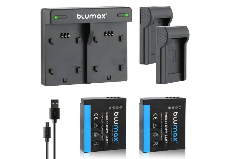 Blumax Set mit Lader für Panasonic DMW-BLH7 GX850 700mAh Kamera-Akku von Blumax