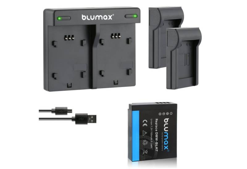 Blumax Set mit Lader für Panasonic DMW-BLH7 GX850 700mAh Kamera-Ladegerät von Blumax