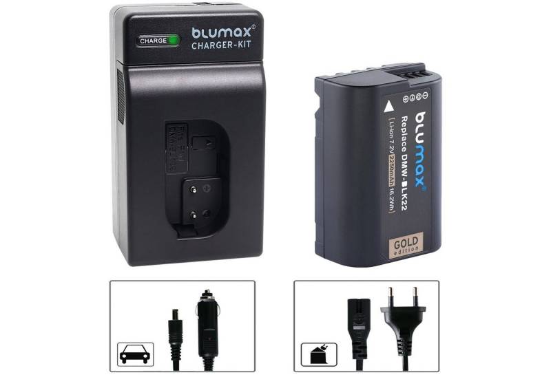 Blumax Set mit Lader für Panasonic DMW-BLK22 2250mAh Kamera-Ladegerät von Blumax