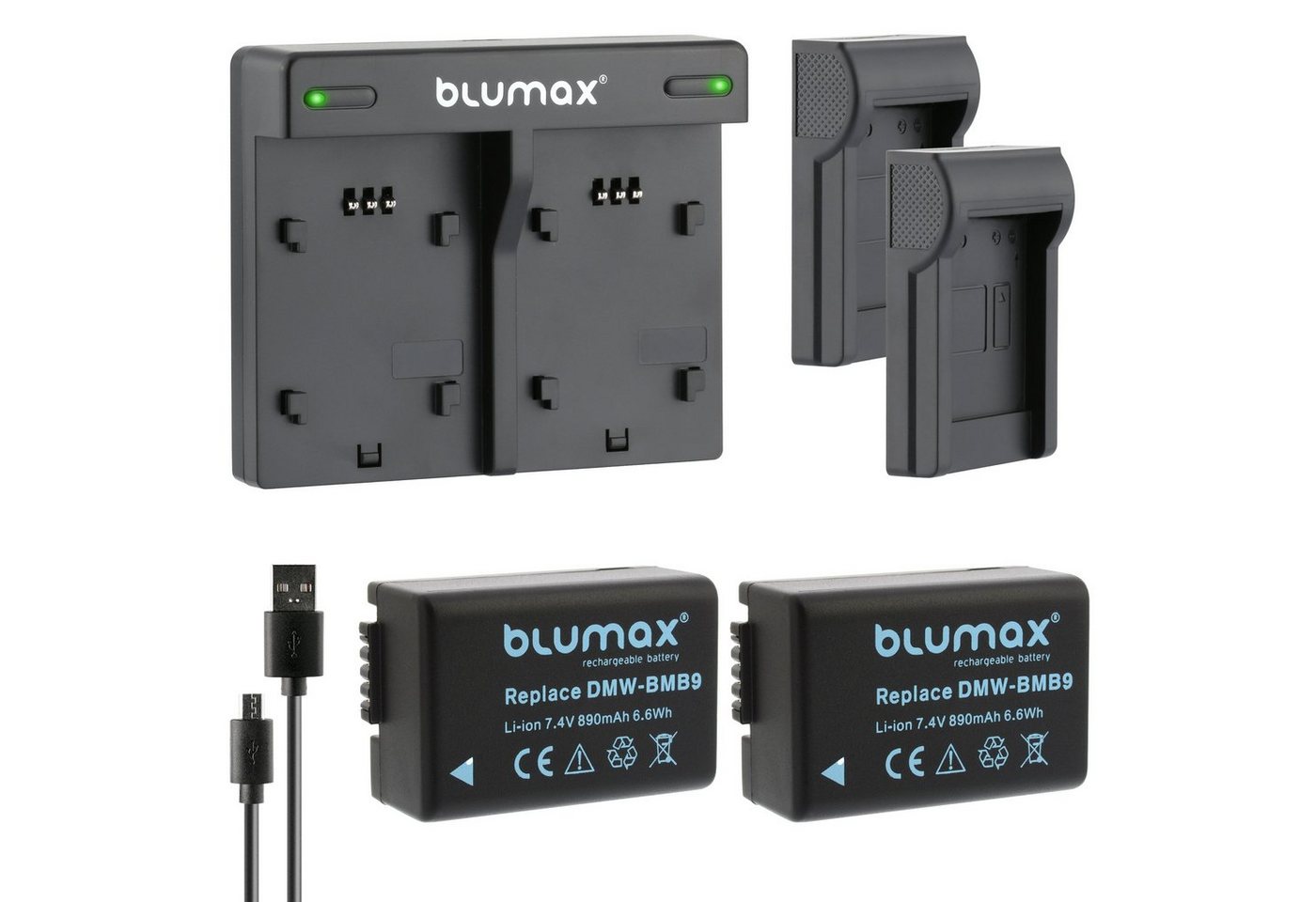 Blumax Set mit Lader für Panasonic DMW-BMB9 Lumix 890mAh Kamera-Akku Blumax Set mit Lader für Panasonic DMW-BMB9 Lumix 890mAh Kamera-Akku von Blumax