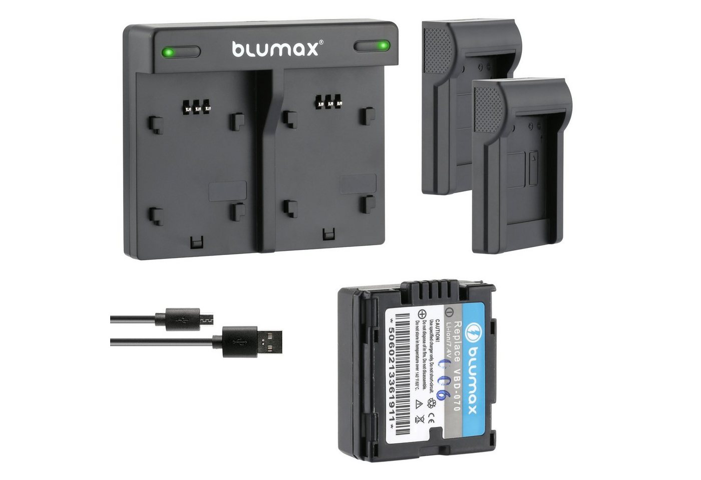Blumax Set mit Lader für Panasonic VBD-070 700 mAh Kamera-Ladegerät von Blumax