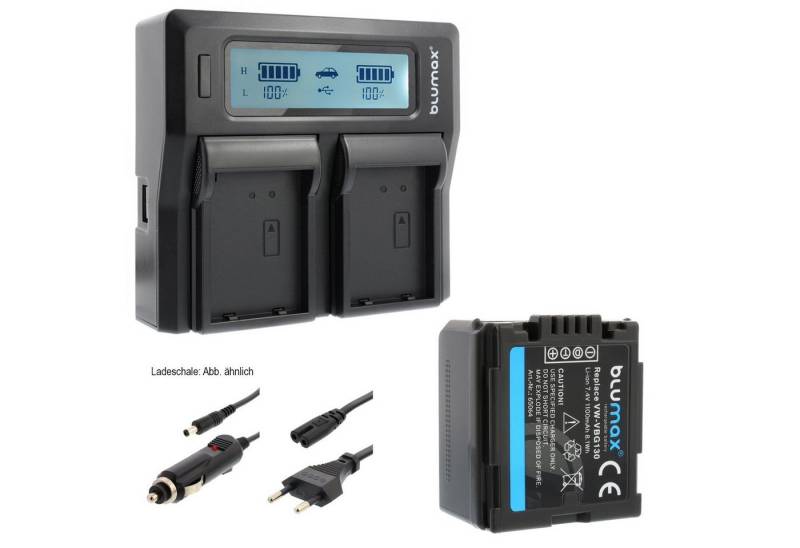 Blumax Set mit Lader für Panasonic VW-VBG130 1100 mAh Kamera-Ladegerät von Blumax