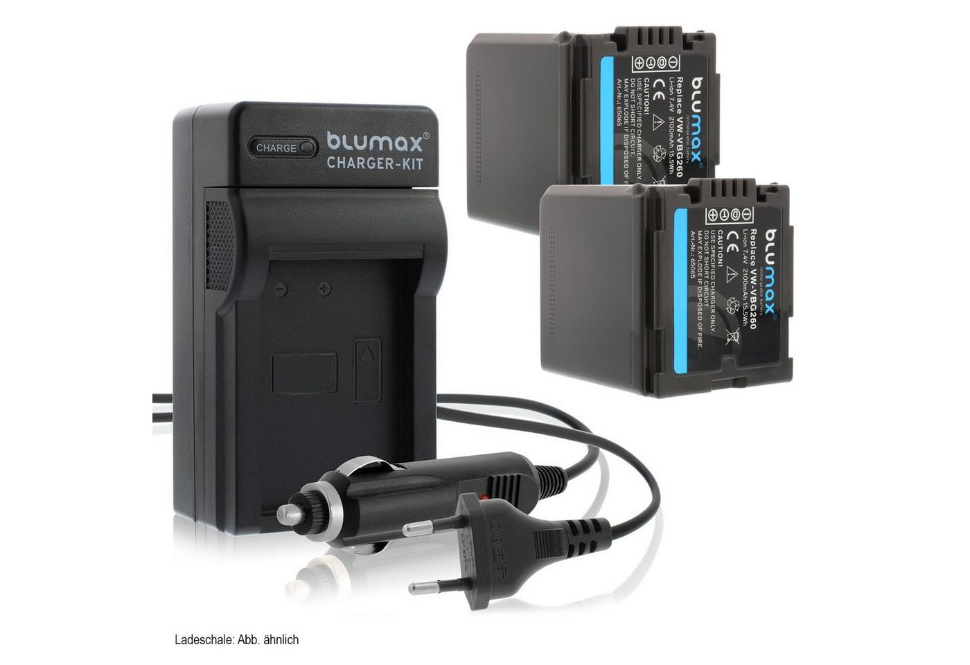 Blumax Set mit Lader für Panasonic VW-VBG260 2100 mAh Kamera-Akku von Blumax