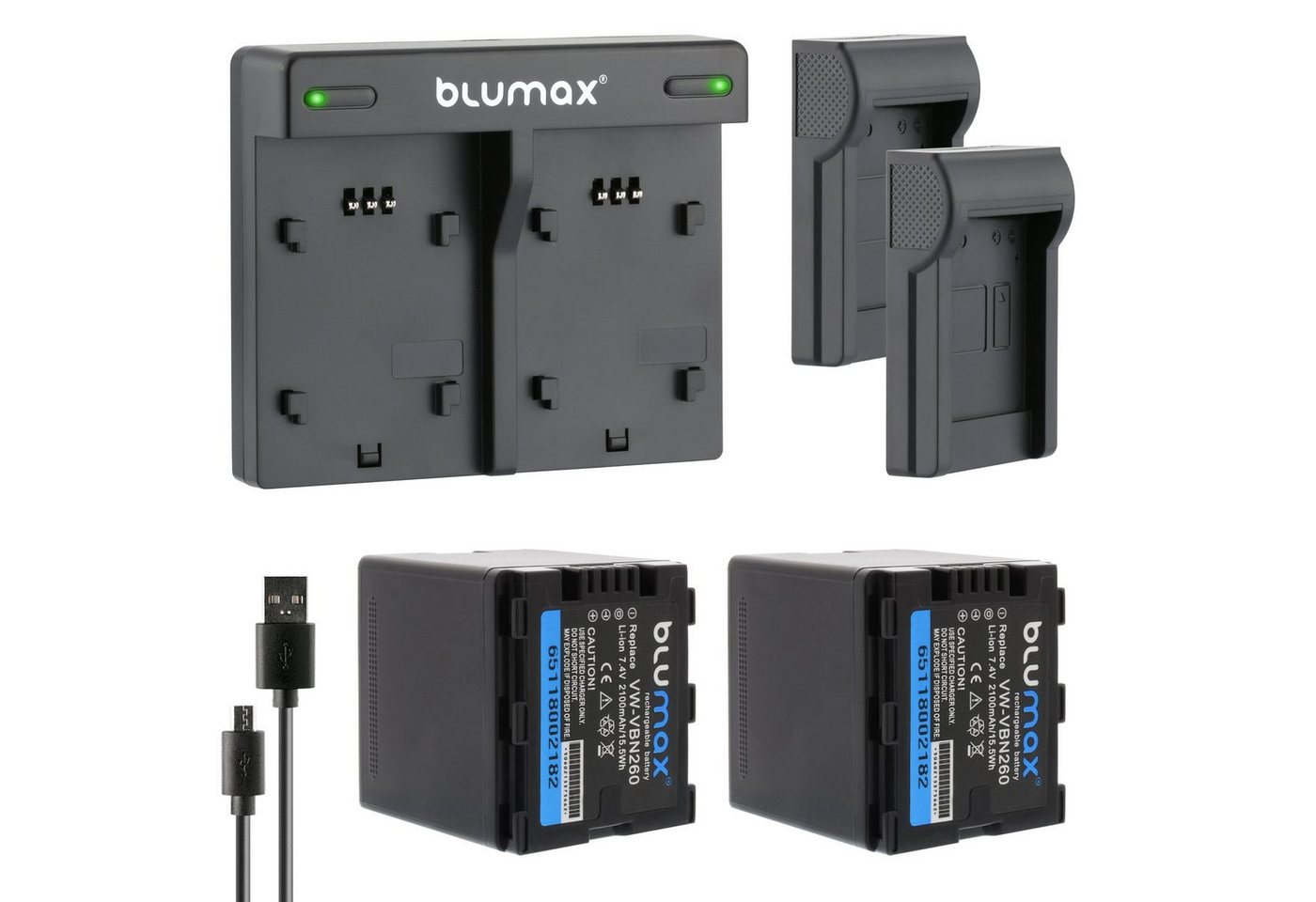 Blumax Set mit Lader für Panasonic VW-VBN260 2100 mAh Kamera-Akku von Blumax