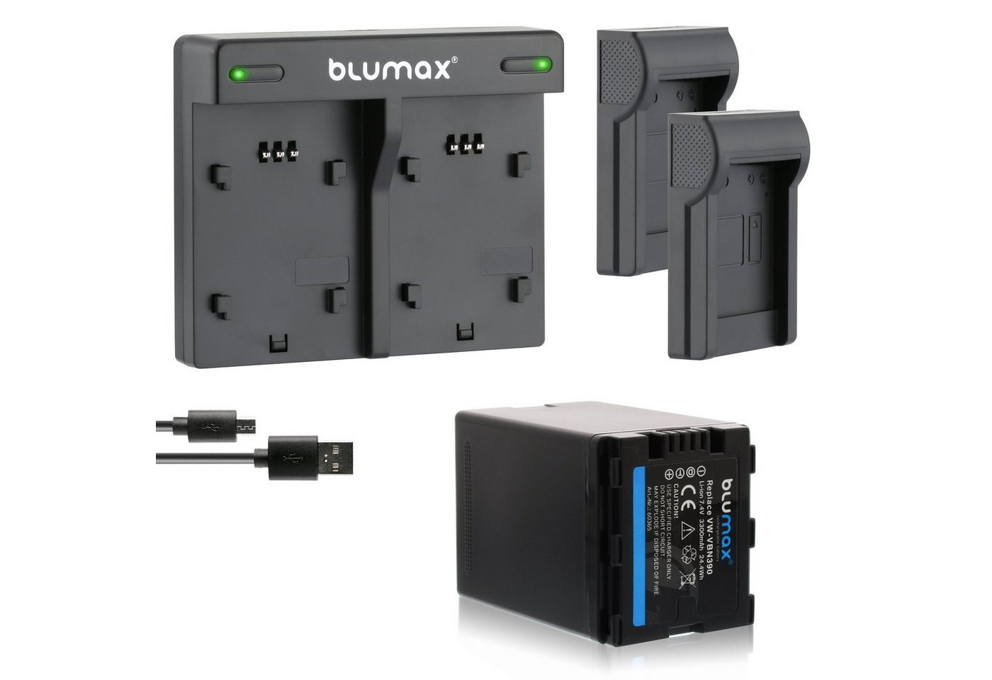 Blumax Set mit Lader für Panasonic VW-VBN390 3300 mAh Kamera-Ladegerät Blumax Set mit Lader für Panasonic VW-VBN390 3300 mAh Kamera-Ladegerät von Blumax