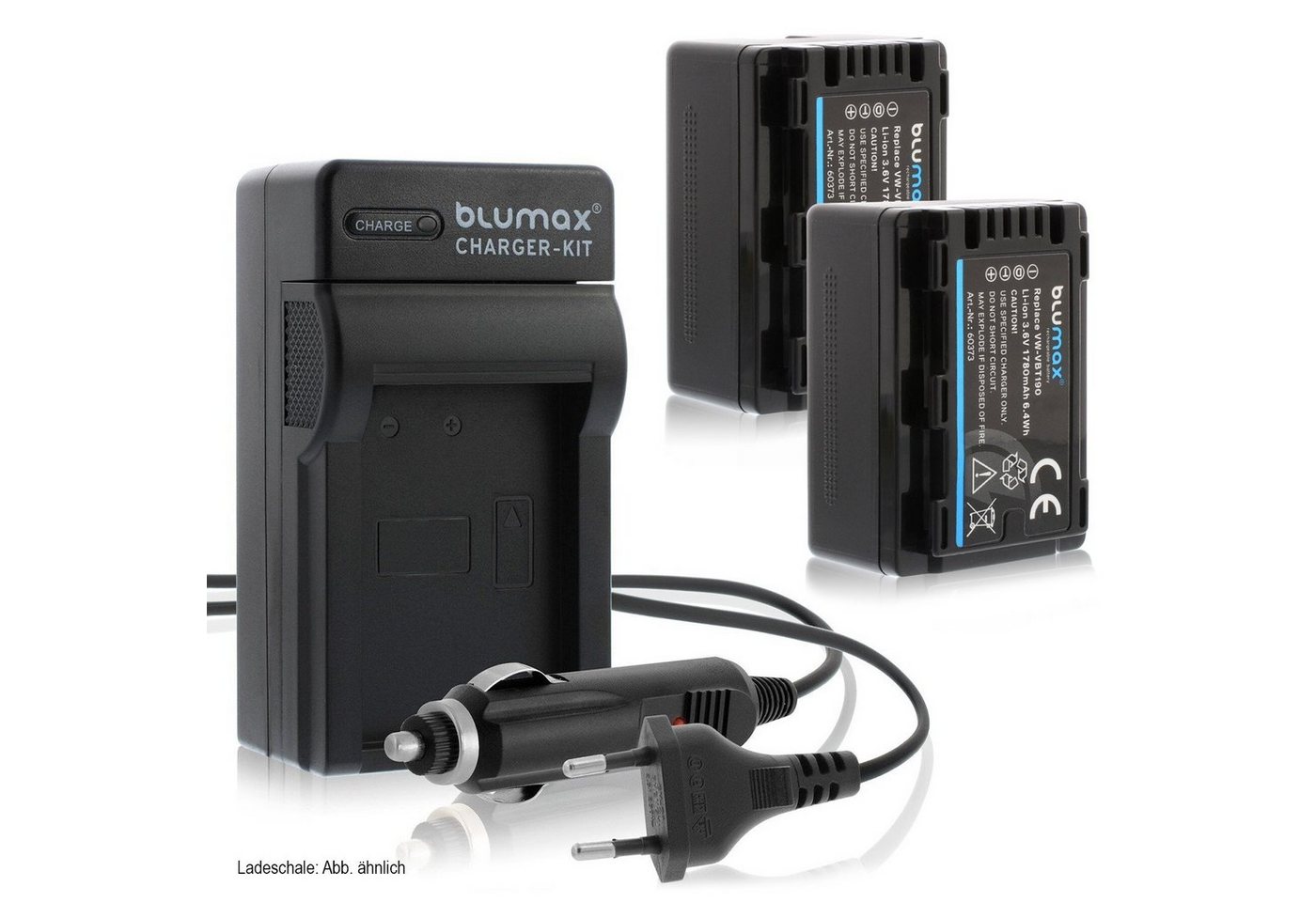 Blumax Set mit Lader für Panasonic VW-VBT190 1780 mAh Kamera-Akku von Blumax