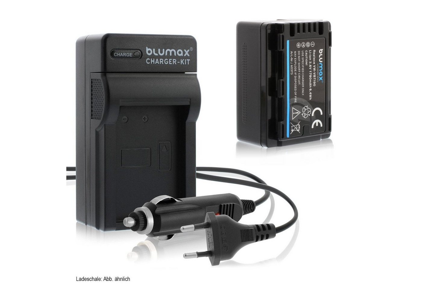 Blumax Set mit Lader für Panasonic VW-VBT190 1780 mAh Kamera-Ladegerät von Blumax