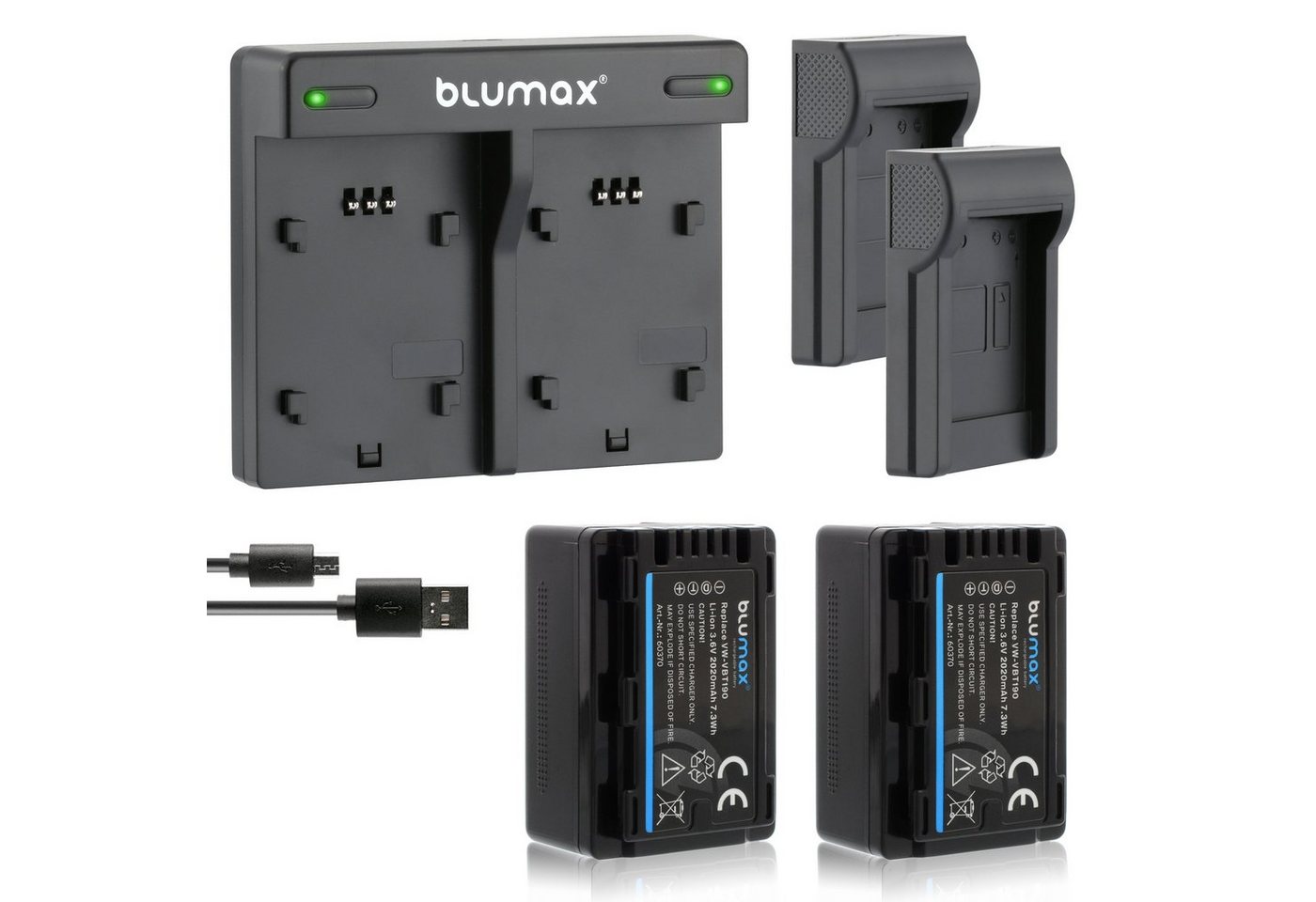 Blumax Set mit Lader für Panasonic VW-VBT190 2020 mAh Kamera-Akku von Blumax