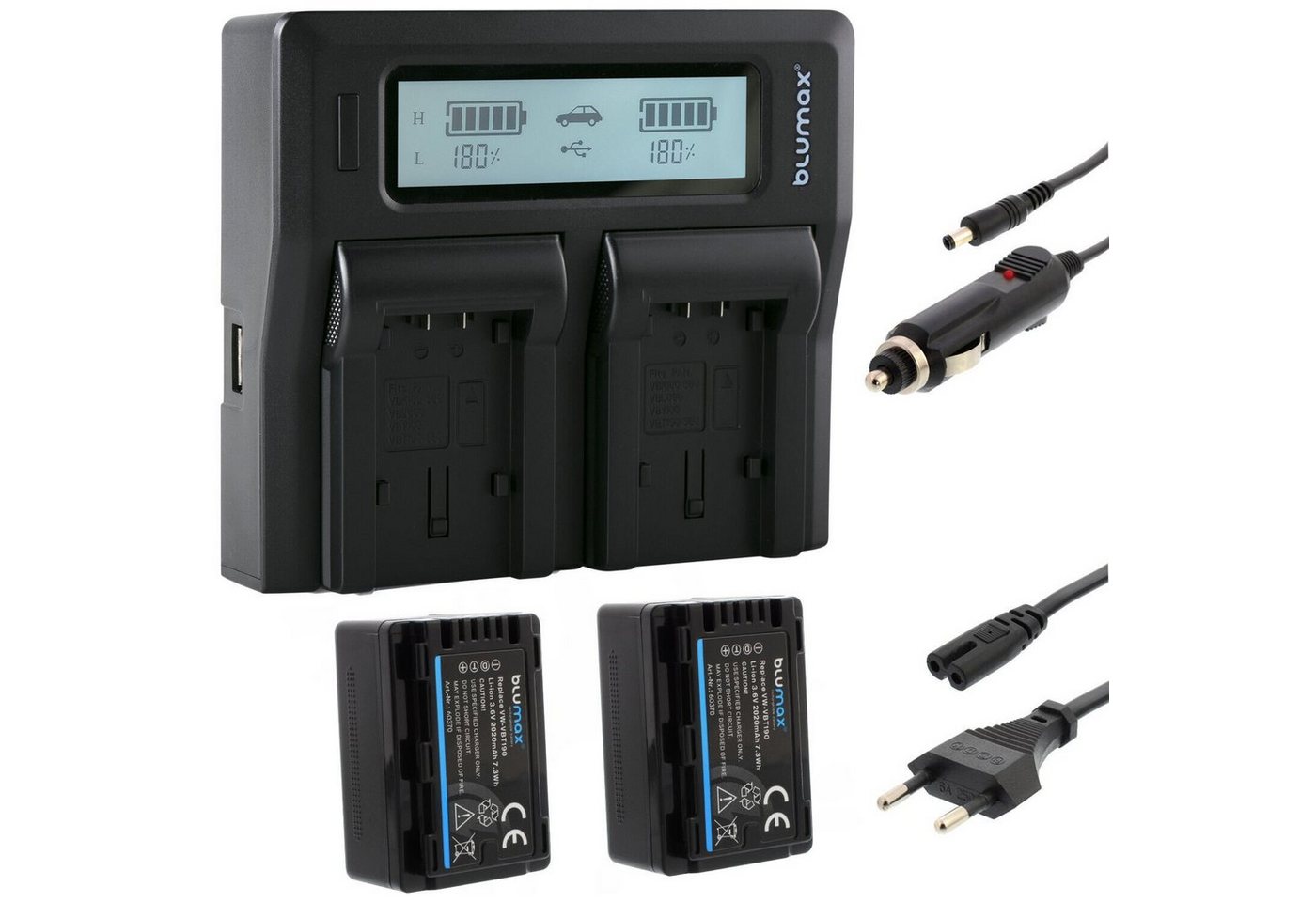 Blumax Set mit Lader für Panasonic VW-VBT190 2020 mAh Kamera-Akku Blumax Set mit Lader für Panasonic VW-VBT190 2020 mAh Kamera-Akku von Blumax