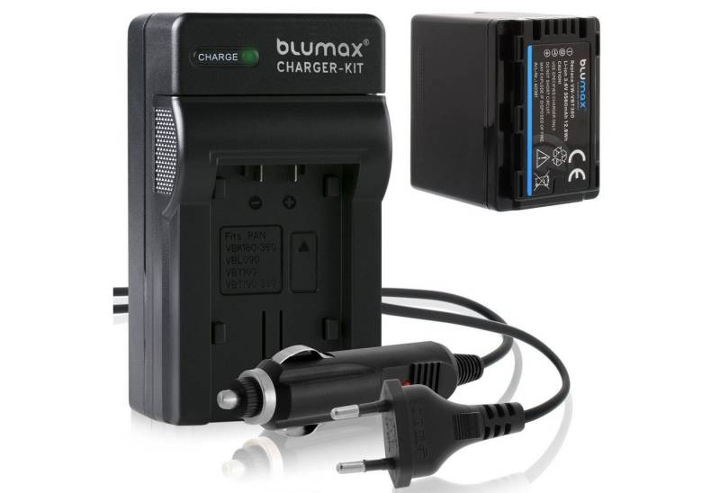 Blumax Set mit Lader für Panasonic VW-VBT380 / 360 3560 mAh Kamera-Ladegerät von Blumax