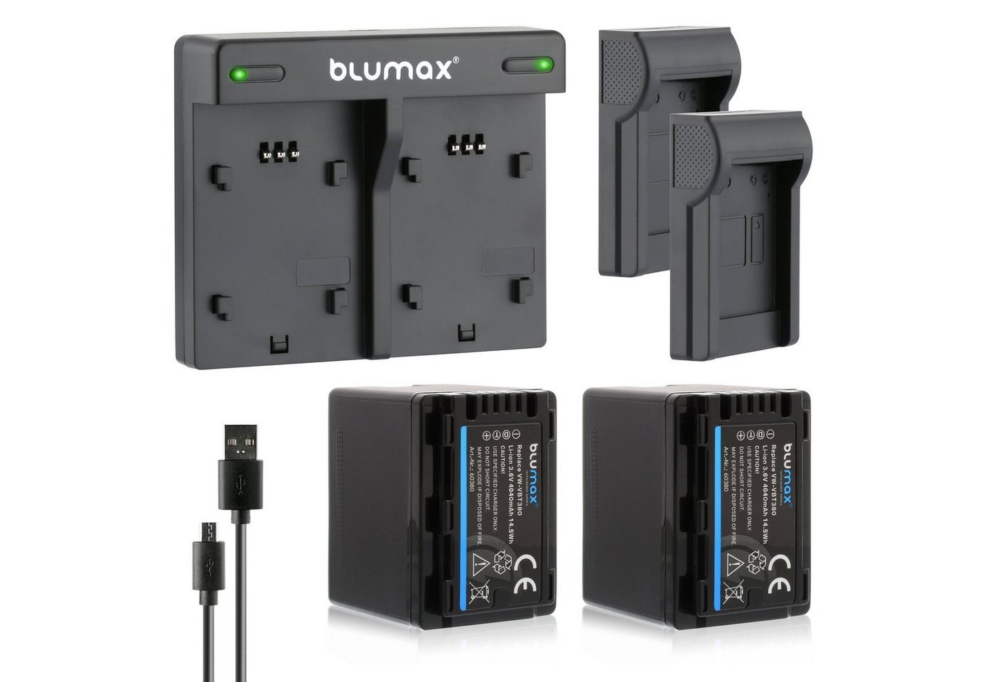 Blumax Set mit Lader für Panasonic VW-VBT380 4040 mAh Kamera-Akku von Blumax