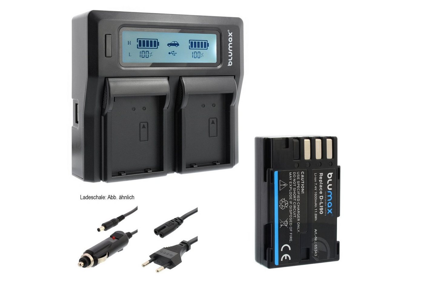 Blumax Set mit Lader für Pentax D-Li90 K-3 K3 K7 1600 mAh Kamera-Ladegerät Blumax Set mit Lader für Pentax D-Li90 K-3 K3 K7 1600 mAh Kamera-Ladegerät von Blumax