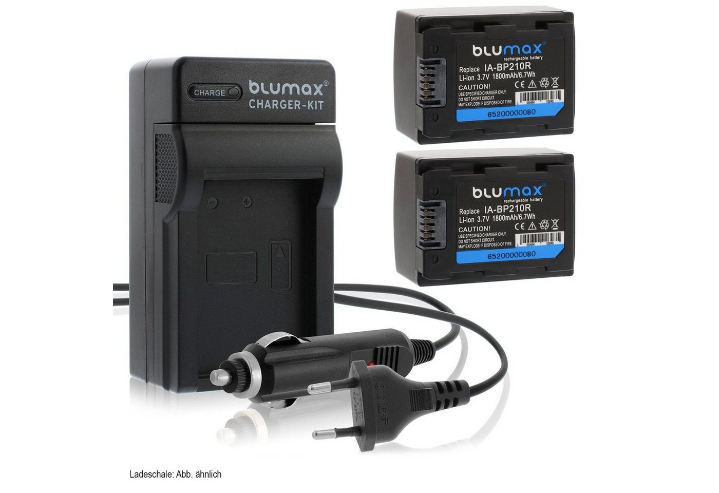 Blumax Set mit Lader für Samsung BP-210R HMX-H300BN 1800mAh Kamera-Akku von Blumax