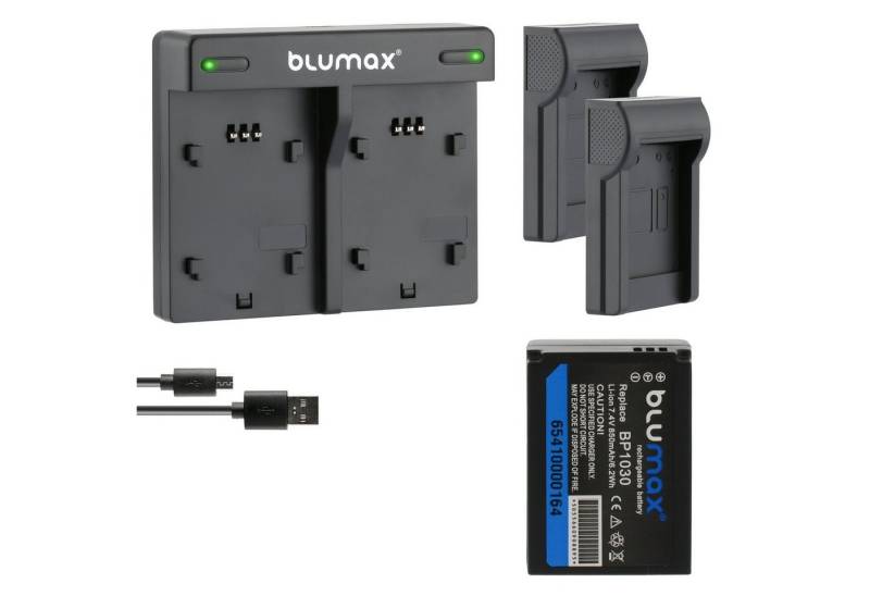 Blumax Set mit Lader für Samsung ED-BP1030 BP1130 850mAh Kamera-Ladegerät von Blumax