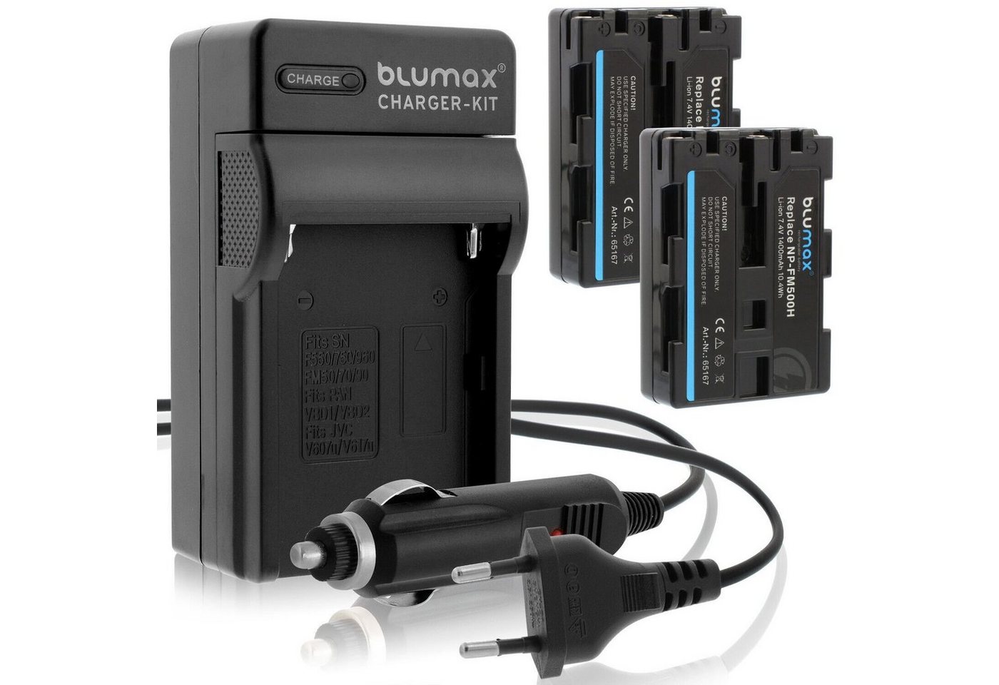 Blumax Set mit Lader für Sony FM500H DSLR-Alpha 1400 mAh Kamera-Akku von Blumax