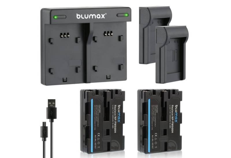 Blumax Set mit Lader für Sony FM500H DSLR-Alpha 1400 mAh Kamera-Akku von Blumax