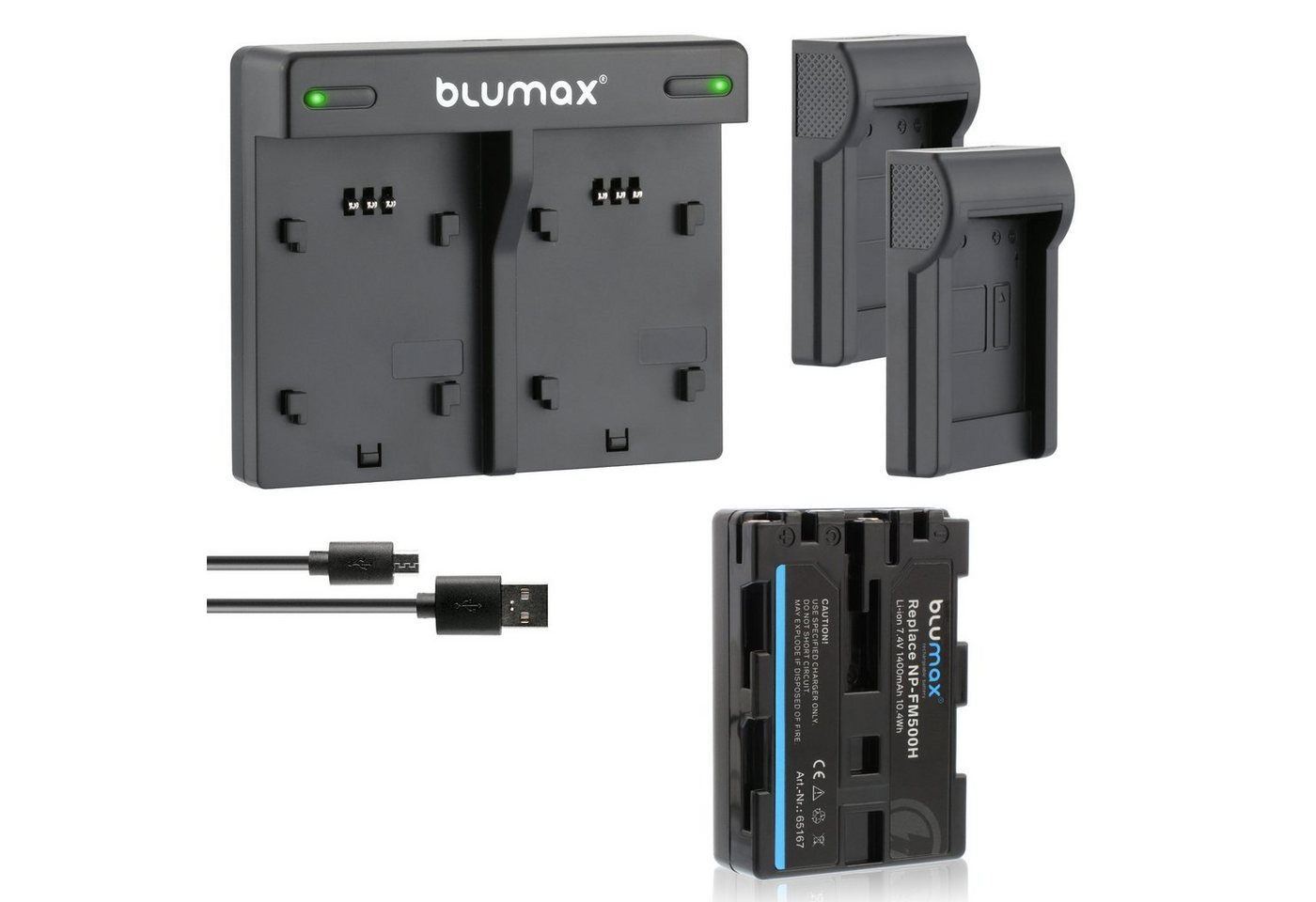 Blumax Set mit Lader für Sony FM500H DSLR-Alpha 1400 mAh Kamera-Ladegerät von Blumax
