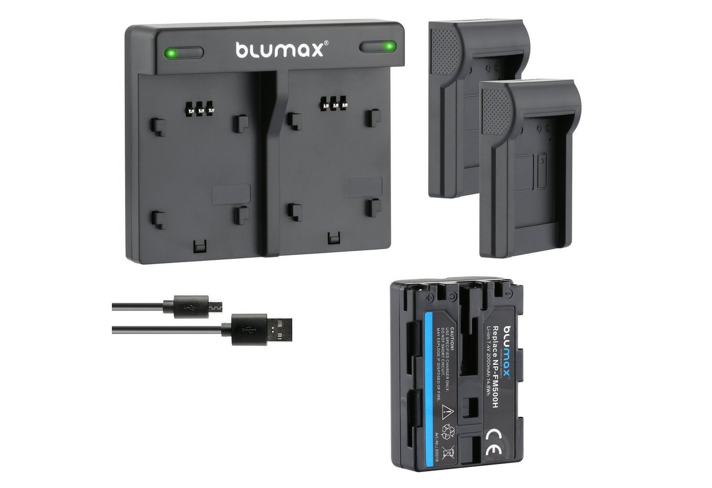 Blumax Set mit Lader für Sony FM500H DSLR-Alpha 2000 mAh Kamera-Ladegerät von Blumax