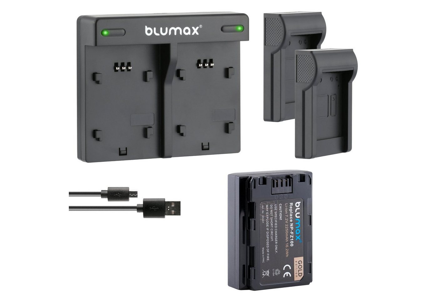 Blumax Set mit Lader für Sony FZ-FZ100 Alpha 2250 mAh Kamera-Ladegerät von Blumax
