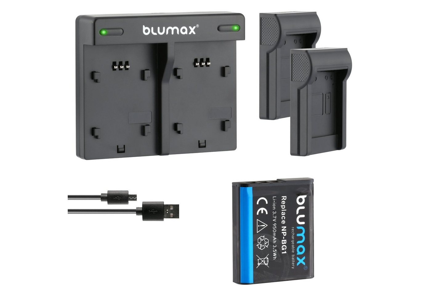 Blumax Set mit Lader für Sony NP-BG1 Cyber-shot 950 mAh Kamera-Ladegerät von Blumax