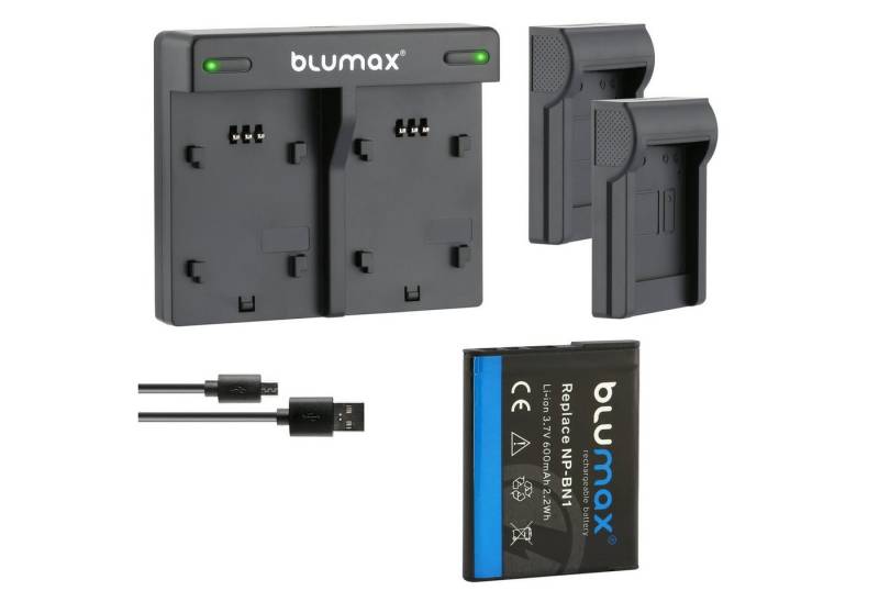 Blumax Set mit Lader für Sony NP-BN1 DSC-WX150, 600 mAh Kamera-Ladegerät von Blumax