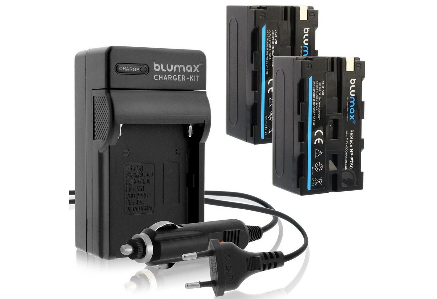 Blumax Set mit Lader für Sony NP-F750 NP- F970 4000 mAh Kamera-Akku von Blumax