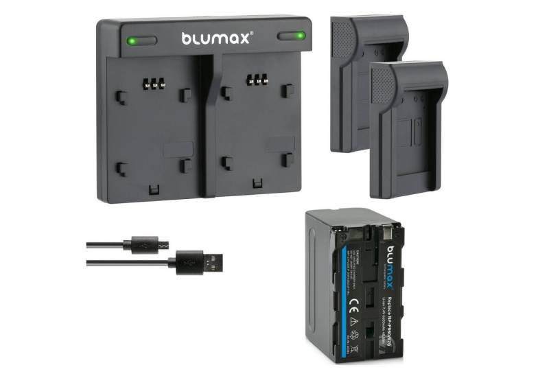 Blumax Set mit Lader für Sony NP-F960 NP-F750 6600 mAh Kamera-Ladegerät von Blumax