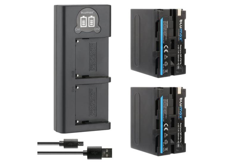 Blumax Set mit Lader für Sony NP-F970 7850 mAh (7,2V) Kamera-Akku von Blumax
