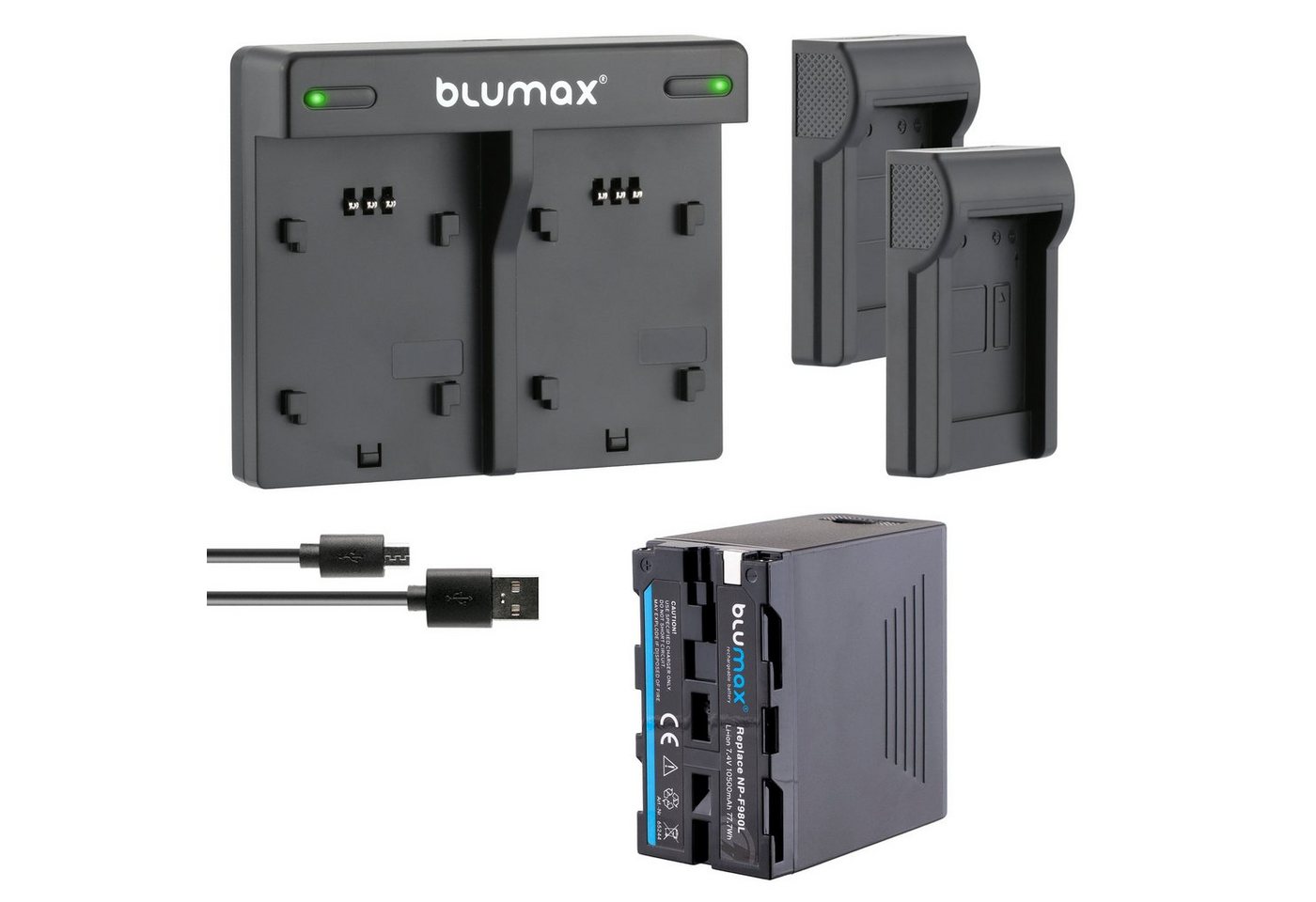 Blumax Set mit Lader für Sony NP-F980L NP-F960 10500 mAh Kamera-Ladegerät von Blumax