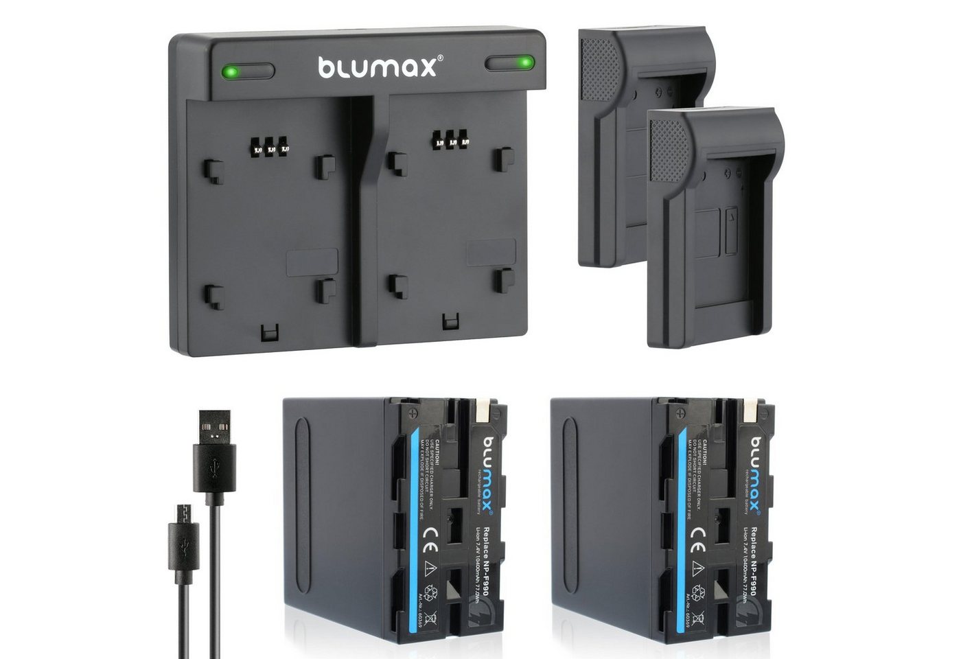 Blumax Set mit Lader für Sony NP-F990 NP- F970 10400 mAh Kamera-Akku von Blumax