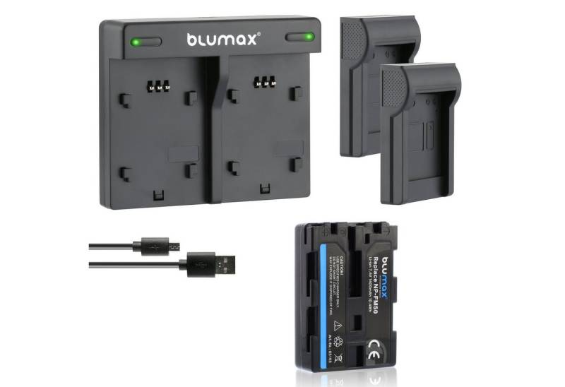 Blumax Set mit Lader für Sony NP-FM50,FM90 QM51D 1400mAh Kamera-Ladegerät von Blumax