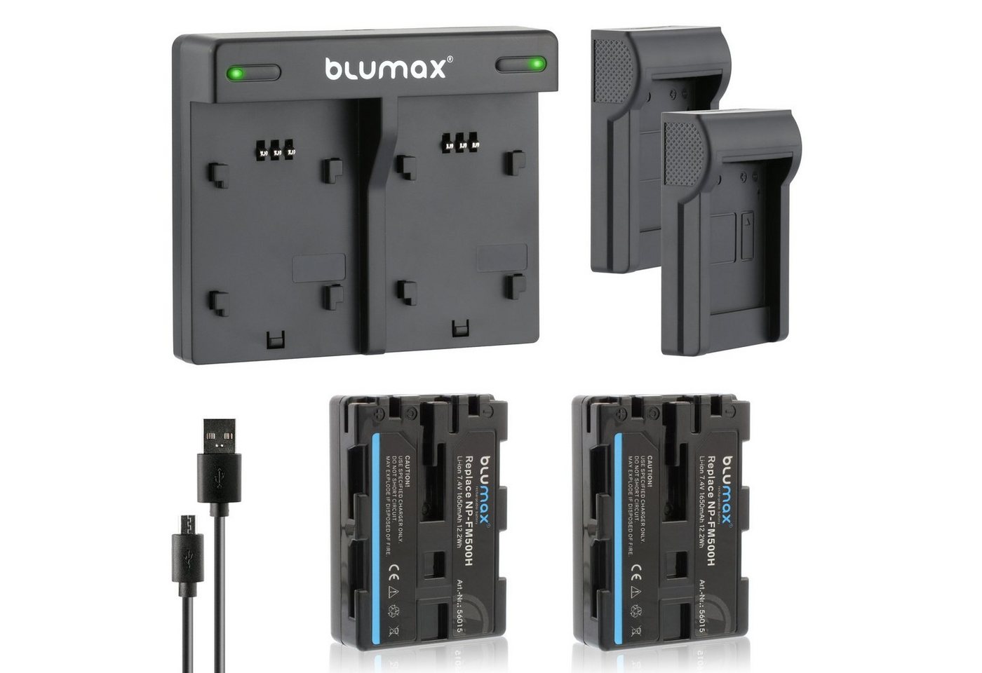 Blumax Set mit Lader für Sony NP-FM500H DSLR-Alpha 1650mAh Kamera-Akku von Blumax